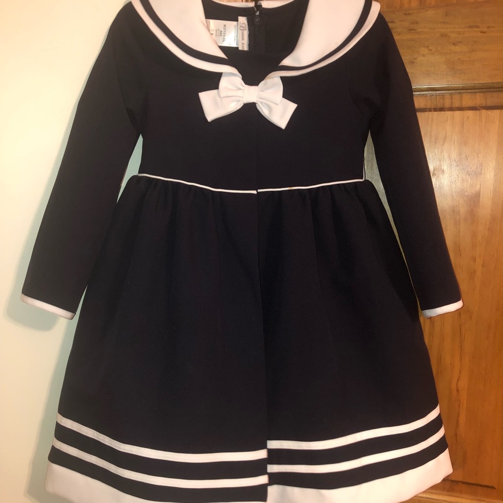 Girls sailor dress (navy & white)